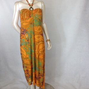 Paisley Print Halter Dress By SHUISIQING